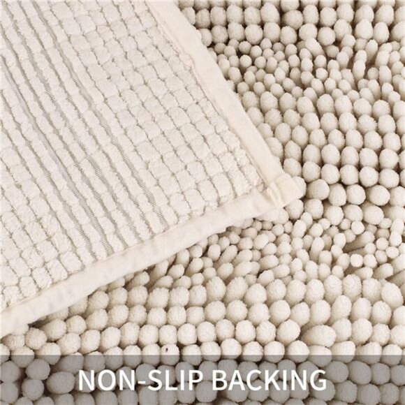 Bath Mats for Bathroom White,Thick Soft Chenille Floor Mats,16x24 Inches - Picture 5 of 7